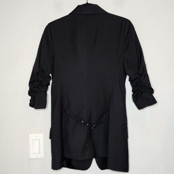 BB Dakota Black ruched 3/4 sleeve blazer. Women's size 2. Pockets - Picture 16 of 16